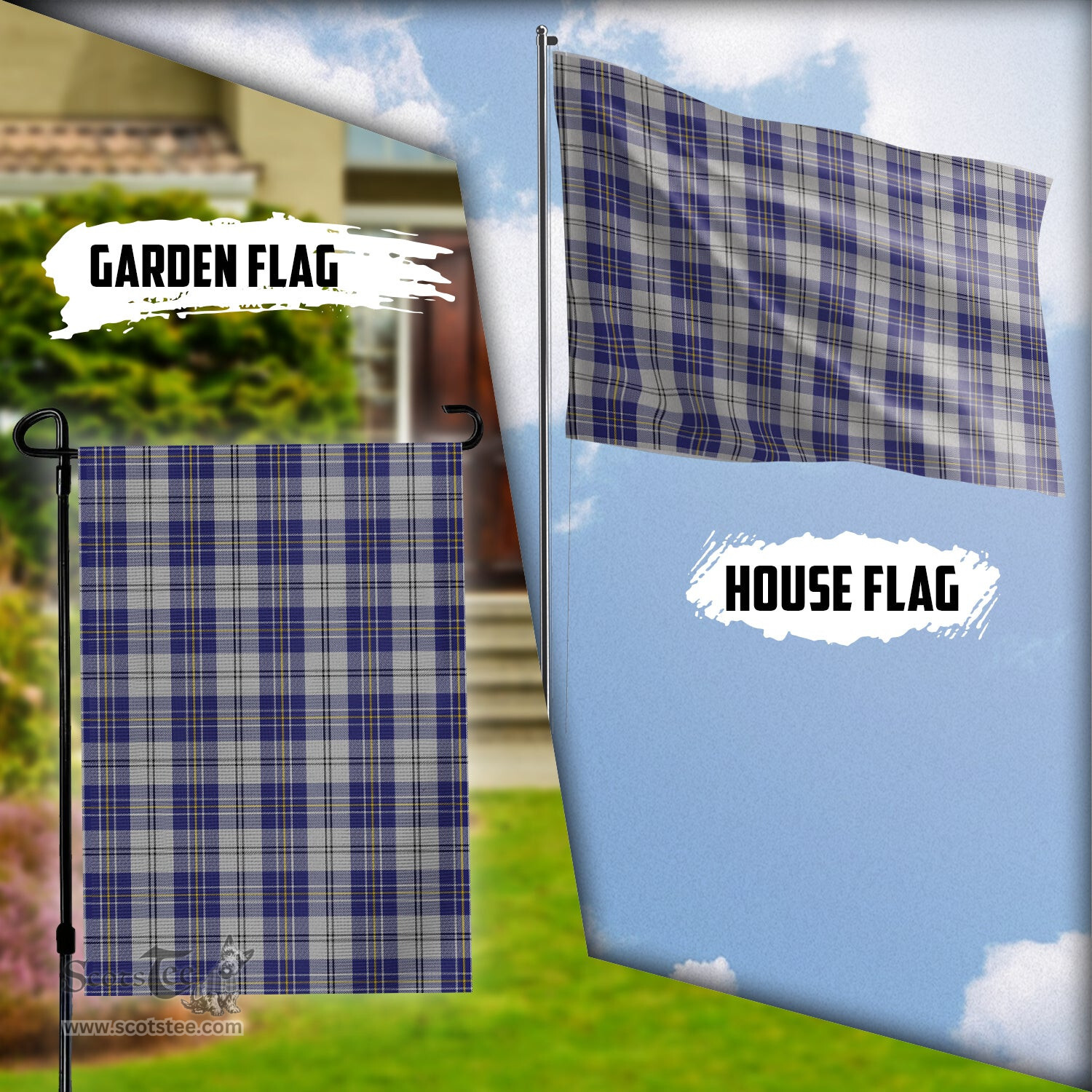 Scottish MacPherson Dress Blue Tartan Flag - Tartan Garden Flag Scottish Plaid Tartan Plaid - ScotsTee - scotstee.com