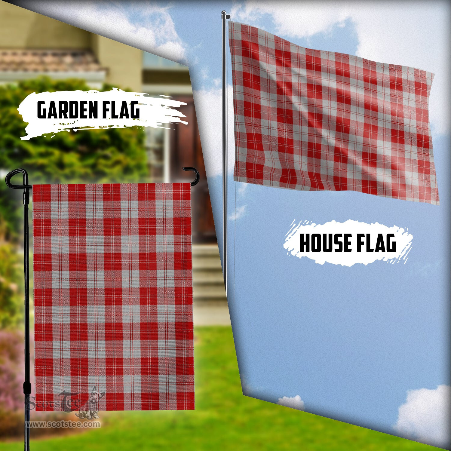 Scottish Erskine Red Tartan Flag - Tartan Garden Flag Scottish Plaid Tartan Plaid - ScotsTee - scotstee.com