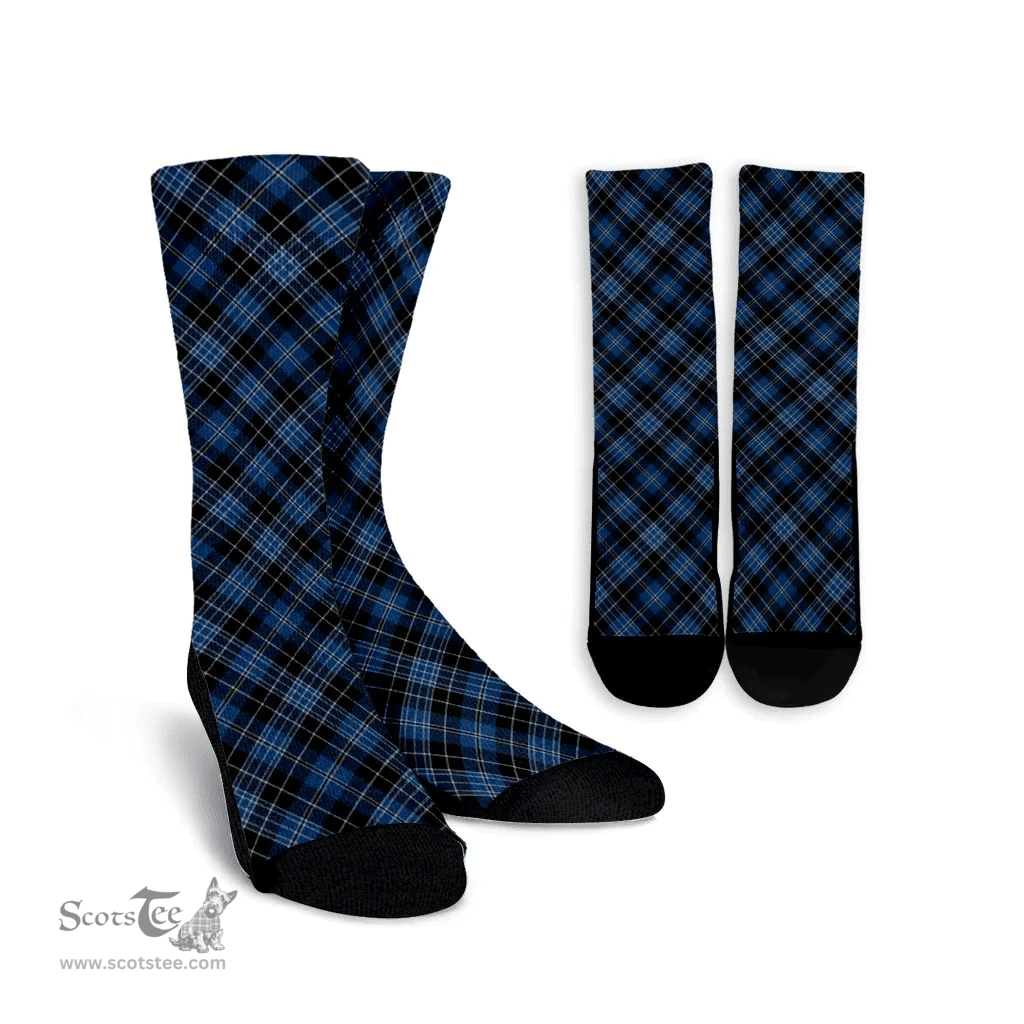Scottish Clergy Blue Clan Tartan Crew Socks - Classic Scottish Plaid Tartan Plaid