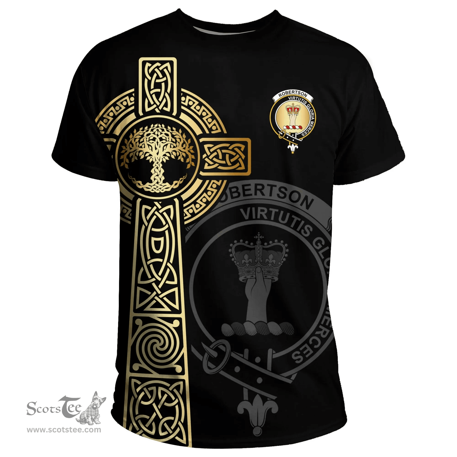 Scottish Robertson Clan Tartan T-shirt - Celtic Tree Of Life Style Scottish Plaid Tartan Plaid