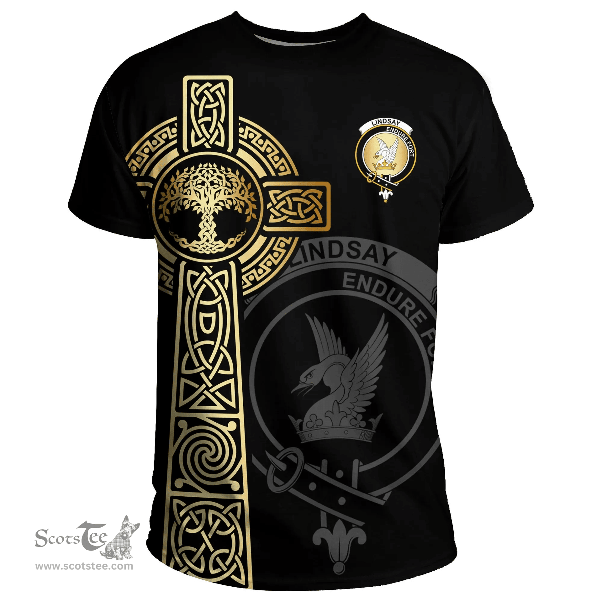 Scottish Lindsay Clan Tartan T-shirt - Celtic Tree Of Life Style Scottish Plaid Tartan Plaid