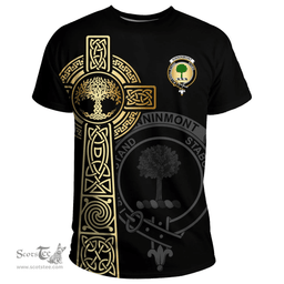 Scottish Kinninmont Clan Tartan T-shirt - Celtic Tree Of Life Style Scottish Plaid Tartan Plaid