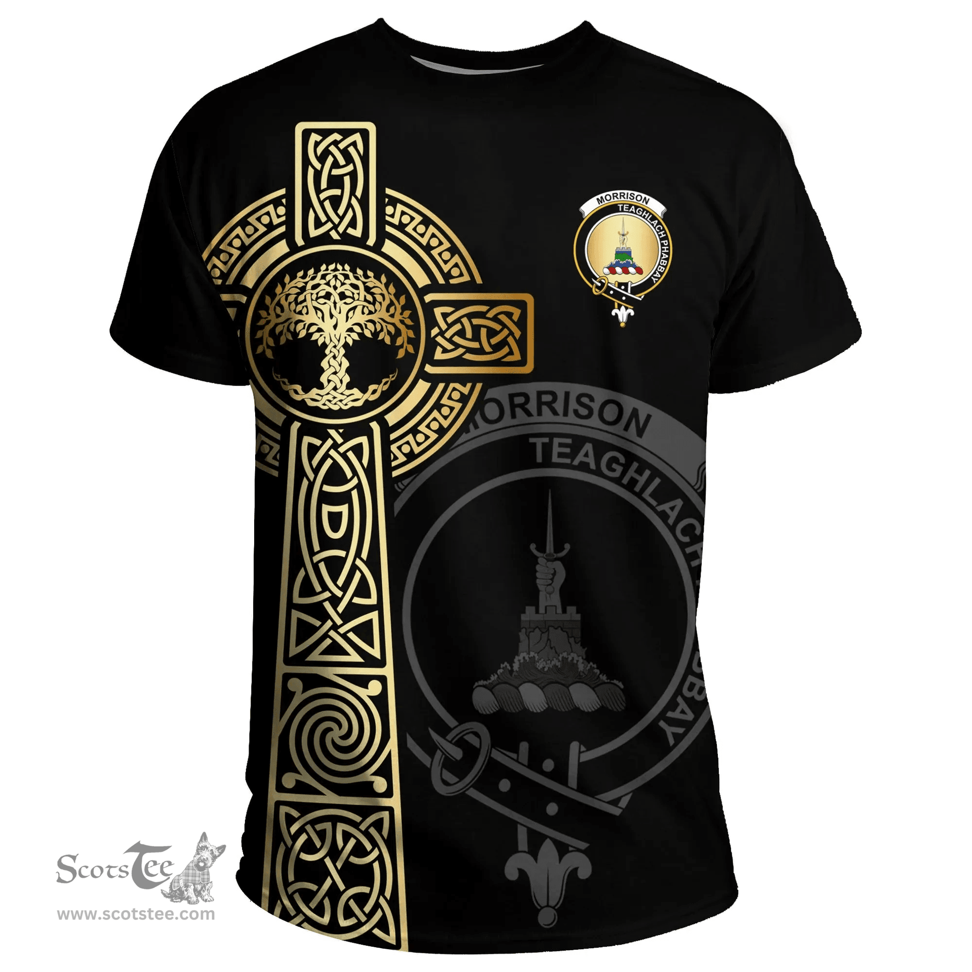 Scottish Morrison Clan Tartan T-shirt - Celtic Tree Of Life Style Scottish Plaid Tartan Plaid