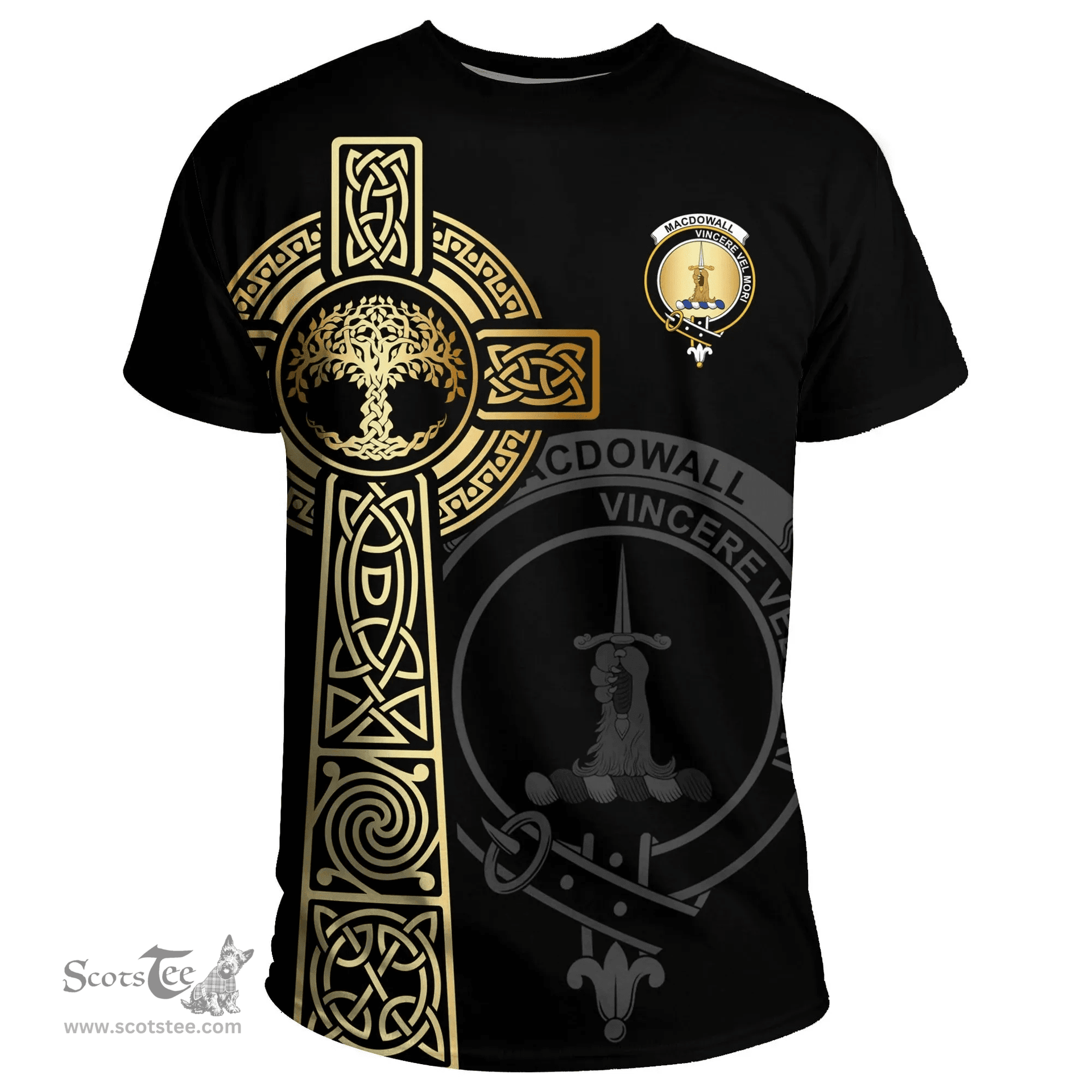 Scottish MacDowall (of Garthland) Clan Tartan T-shirt - Celtic Tree Of Life Style Scottish Plaid Tartan Plaid