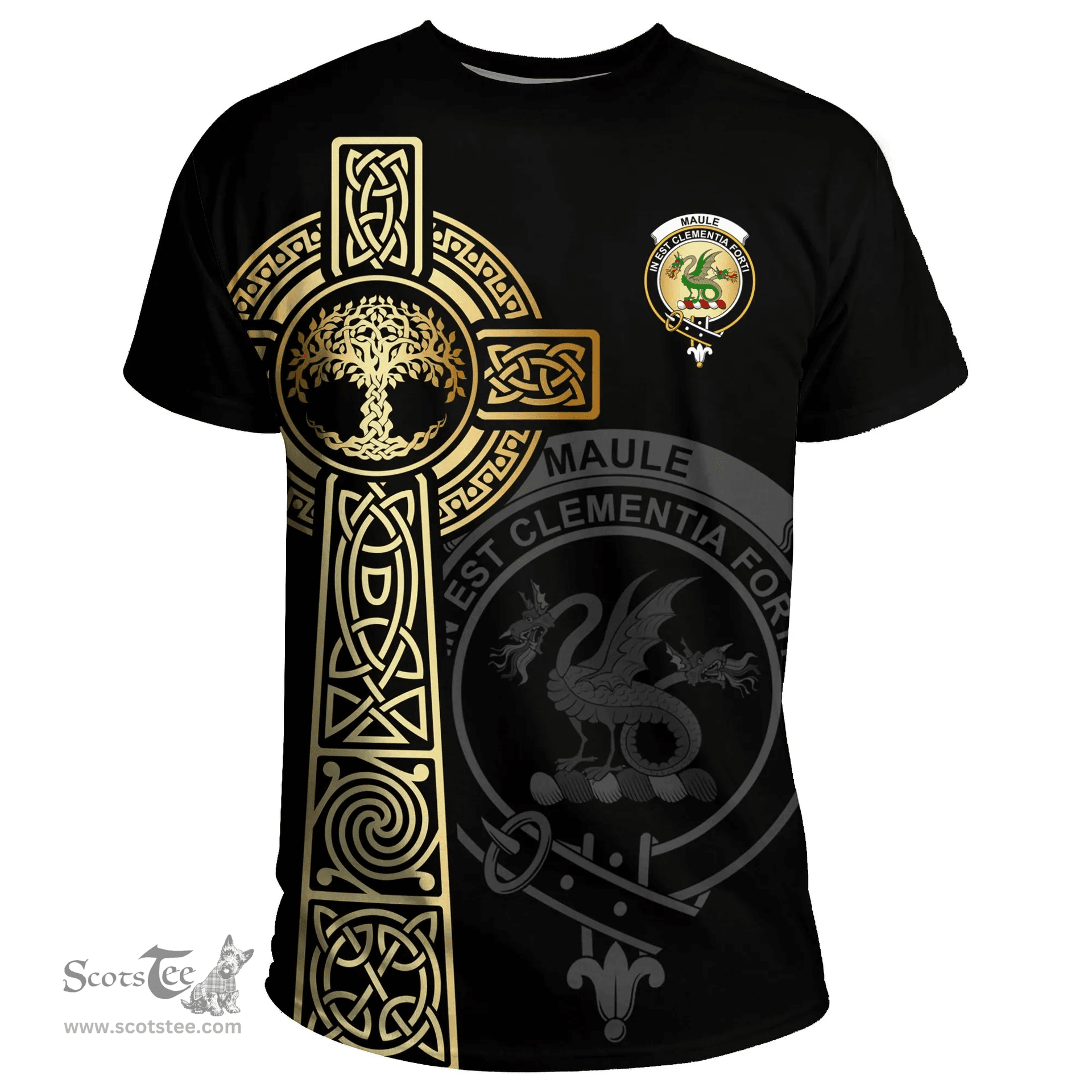 Scottish Maule Clan Tartan T-shirt - Celtic Tree Of Life Style Scottish Plaid Tartan Plaid