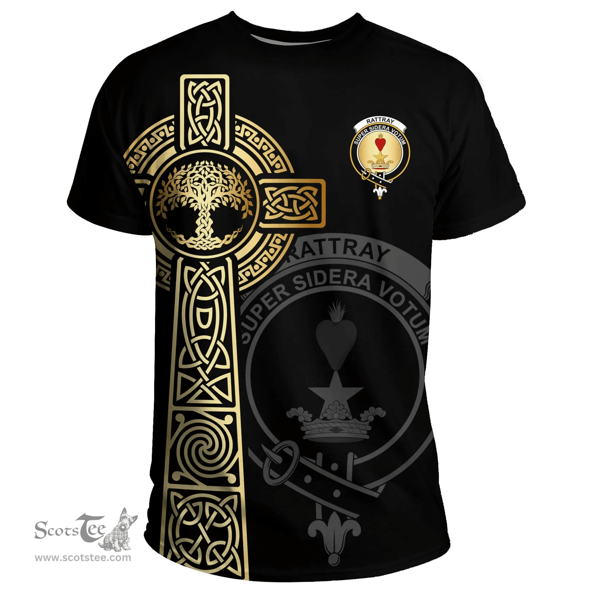 Scottish Rattray Clan Tartan T-shirt - Celtic Tree Of Life Style Scottish Plaid Tartan Plaid