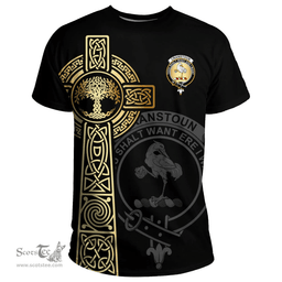 Scottish Cranstoun Clan Tartan T-shirt - Celtic Tree Of Life Style Scottish Plaid Tartan Plaid