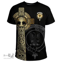 Scottish Sandilands Clan Tartan T-shirt - Celtic Tree Of Life Style Scottish Plaid Tartan Plaid