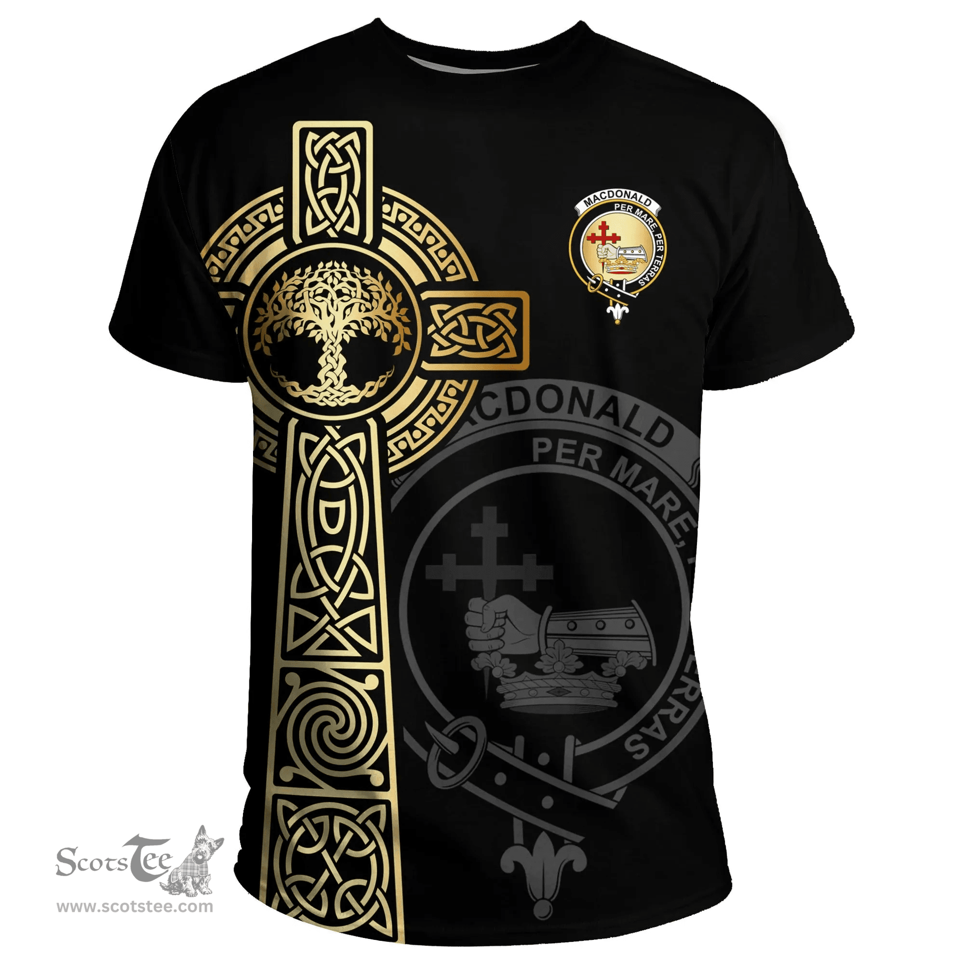 Scottish MacDonald (Clan Donald) Clan Tartan T-shirt - Celtic Tree Of Life Style Scottish Plaid Tartan Plaid