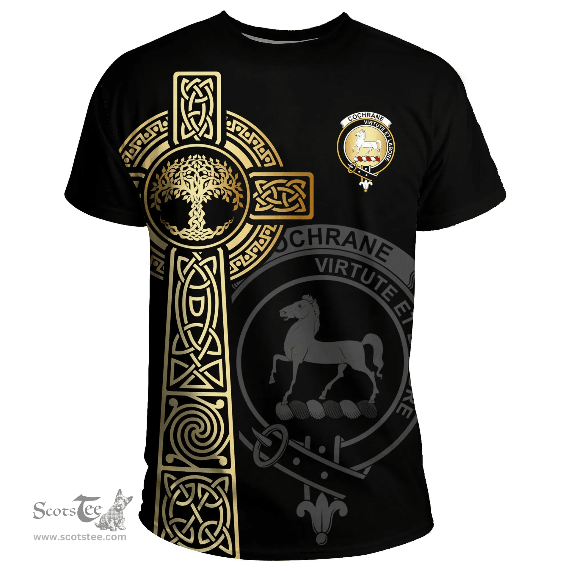 Scottish Cochrane Clan Tartan T-shirt - Celtic Tree Of Life Style Scottish Plaid Tartan Plaid