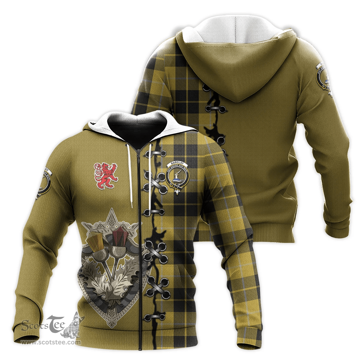 Scottish Barclay Dress Clan Tartan Hoodie - Lion Rampant And Celtic Thistle Style Scottish Plaid Tartan Plaid