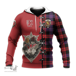 Scottish Broun Modern Clan Tartan Hoodie - Lion Rampant And Celtic Thistle Style Scottish Plaid Tartan Plaid