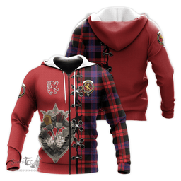 Scottish Broun Modern Clan Tartan Hoodie - Lion Rampant And Celtic Thistle Style Scottish Plaid Tartan Plaid