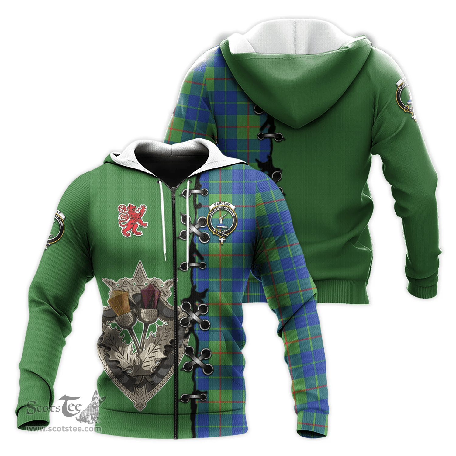 Scottish Barclay Hunting Ancient Clan Tartan Hoodie - Lion Rampant And Celtic Thistle Style Scottish Plaid Tartan Plaid