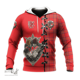 Scottish Burnett Modern Clan Tartan Hoodie - Lion Rampant And Celtic Thistle Style Scottish Plaid Tartan Plaid