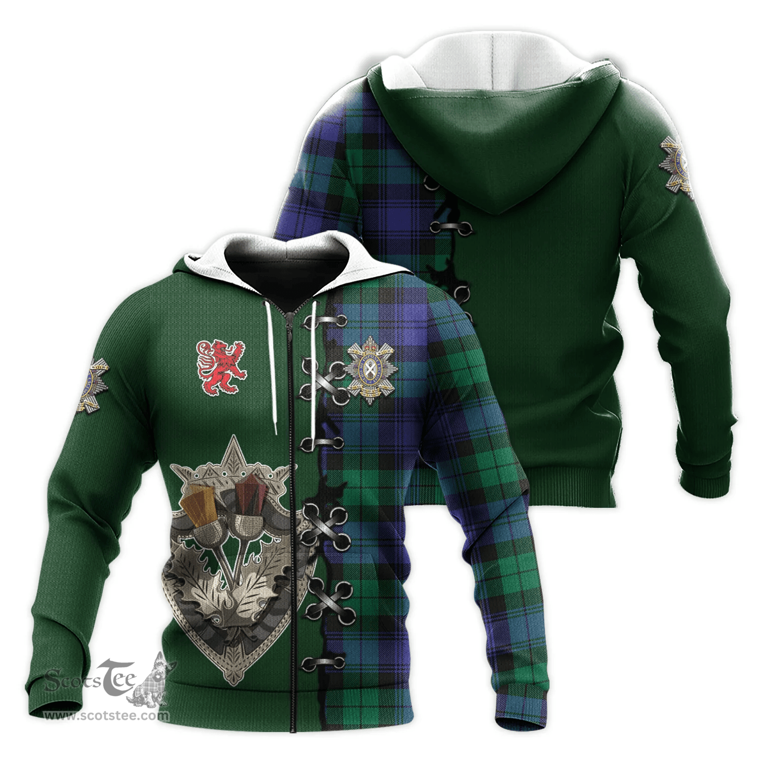 Scottish Black Watch Modern of Canada Clan Tartan Hoodie - Lion Rampant And Celtic Thistle Style Scottish Plaid Tartan Plaid