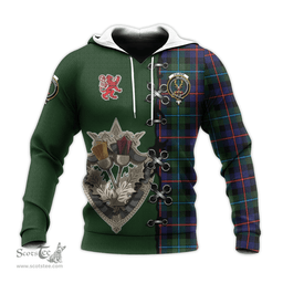 Scottish Calder Modern Clan Tartan Hoodie - Lion Rampant And Celtic Thistle Style Scottish Plaid Tartan Plaid