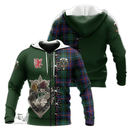 Scottish Calder Modern Clan Tartan Hoodie - Lion Rampant And Celtic Thistle Style Scottish Plaid Tartan Plaid