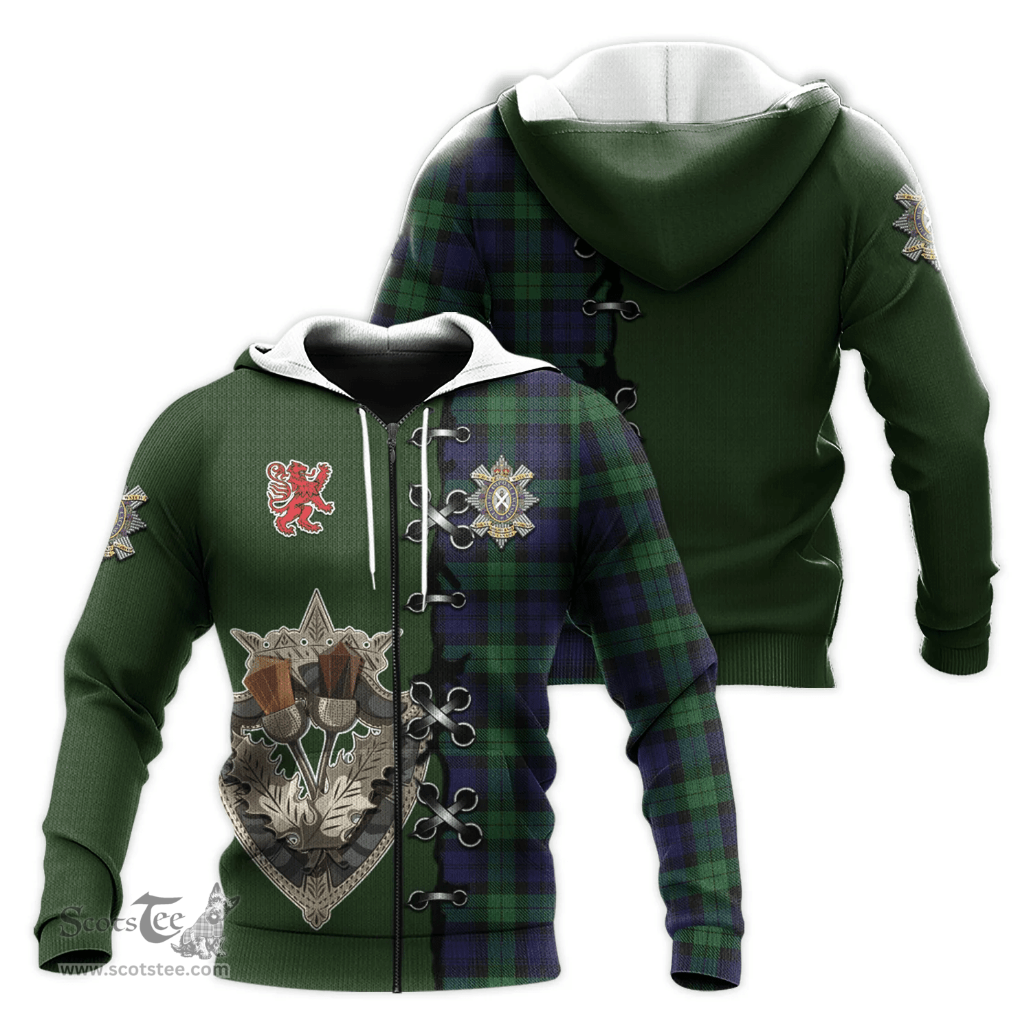 Scottish Black Watch of Canada Clan Tartan Hoodie - Lion Rampant And Celtic Thistle Style Scottish Plaid Tartan Plaid