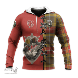Scottish Buchanan Old Set Weathered Clan Tartan Hoodie - Lion Rampant And Celtic Thistle Style Scottish Plaid Tartan Plaid