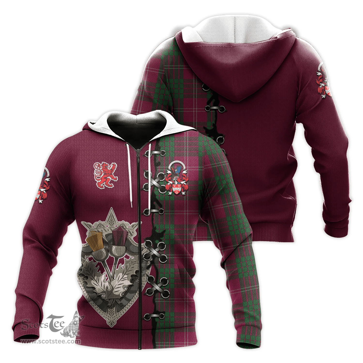 Scottish Crawford of NewZealand Clan Tartan Hoodie - Lion Rampant And Celtic Thistle Style Scottish Plaid Tartan Plaid
