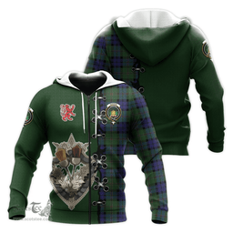 Scottish Dundas Modern Clan Tartan Hoodie - Lion Rampant And Celtic Thistle Style Scottish Plaid Tartan Plaid