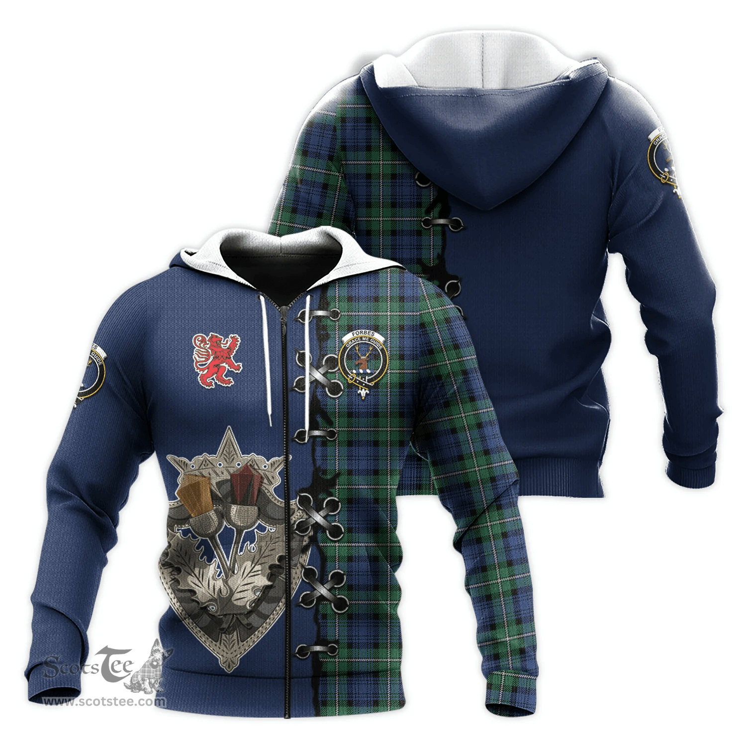 Scottish Forbes Ancient Clan Tartan Hoodie - Lion Rampant And Celtic Thistle Style Scottish Plaid Tartan Plaid