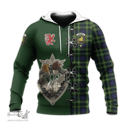 Scottish Campbell of Breadalbane Modern Clan Tartan Hoodie - Lion Rampant And Celtic Thistle Style Scottish Plaid Tartan Plaid