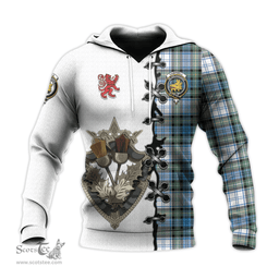 Scottish Campbell Dress Ancient Clan Tartan Hoodie - Lion Rampant And Celtic Thistle Style Scottish Plaid Tartan Plaid