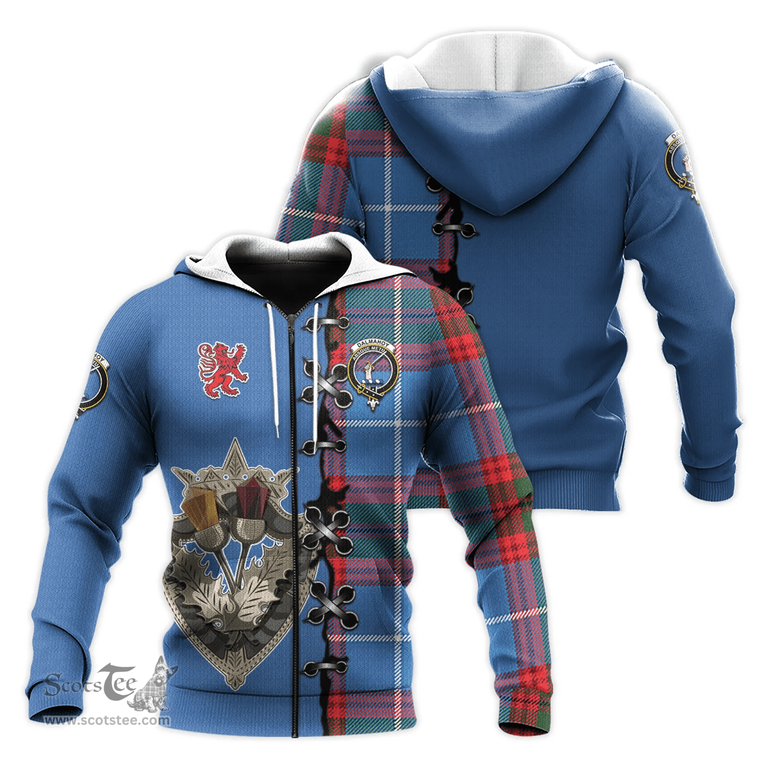 Scottish Dalmahoy Clan Tartan Hoodie - Lion Rampant And Celtic Thistle Style Scottish Plaid Tartan Plaid