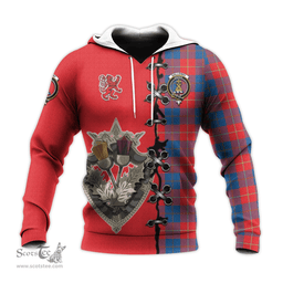 Scottish Galloway Red Clan Tartan Hoodie - Lion Rampant And Celtic Thistle Style Scottish Plaid Tartan Plaid