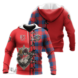 Scottish Galloway Red Clan Tartan Hoodie - Lion Rampant And Celtic Thistle Style Scottish Plaid Tartan Plaid