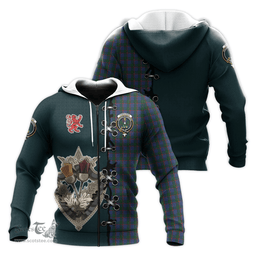 Scottish Ferguson Clan Tartan Hoodie - Lion Rampant And Celtic Thistle Style Scottish Plaid Tartan Plaid
