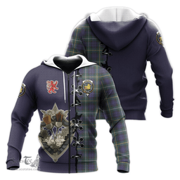 Scottish Campbell Argyll Modern Clan Tartan Hoodie - Lion Rampant And Celtic Thistle Style Scottish Plaid Tartan Plaid