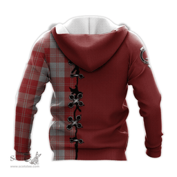 Scottish Erskine Red Clan Tartan Hoodie - Lion Rampant And Celtic Thistle Style Scottish Plaid Tartan Plaid