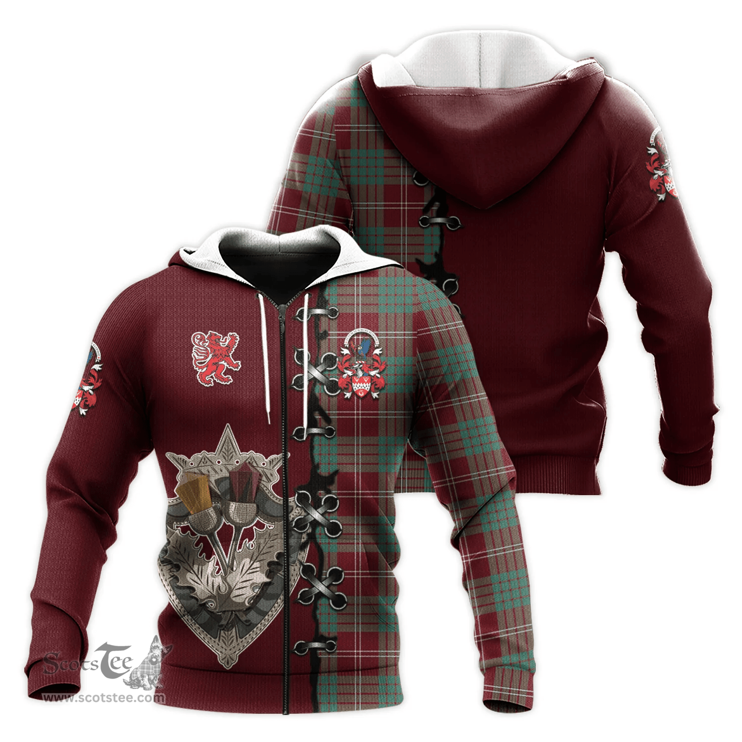 Scottish Crawford Modern of NewZealand Clan Tartan Hoodie - Lion Rampant And Celtic Thistle Style Scottish Plaid Tartan Plaid