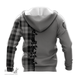 Scottish Erskine Black and White Clan Tartan Hoodie - Lion Rampant And Celtic Thistle Style Scottish Plaid Tartan Plaid