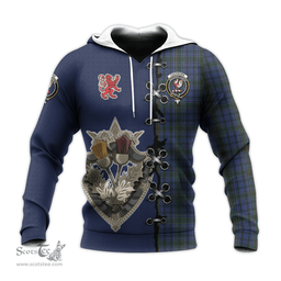 Scottish Cockburn Blue Clan Tartan Hoodie - Lion Rampant And Celtic Thistle Style Scottish Plaid Tartan Plaid