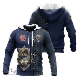 Scottish Cockburn Blue Clan Tartan Hoodie - Lion Rampant And Celtic Thistle Style Scottish Plaid Tartan Plaid