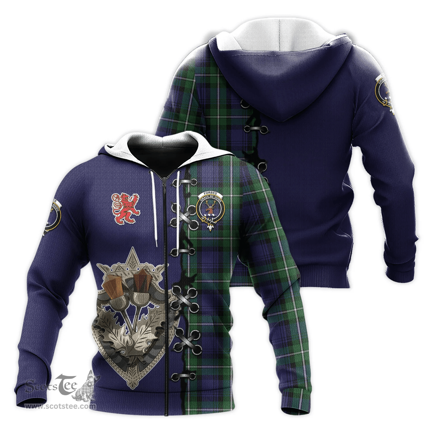 Scottish Forbes Clan Tartan Hoodie - Lion Rampant And Celtic Thistle Style Scottish Plaid Tartan Plaid