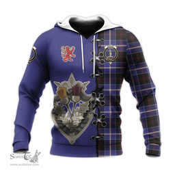 Scottish Dunlop Modern Clan Tartan Hoodie - Lion Rampant And Celtic Thistle Style Scottish Plaid Tartan Plaid