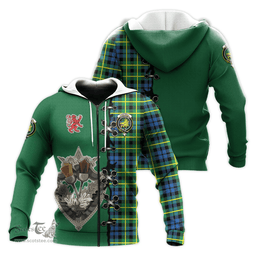 Scottish Campbell of Breadalbane Ancient Clan Tartan Hoodie - Lion Rampant And Celtic Thistle Style Scottish Plaid Tartan Plaid