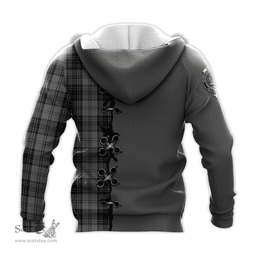 Scottish Douglas Grey Clan Tartan Hoodie - Lion Rampant And Celtic Thistle Style Scottish Plaid Tartan Plaid