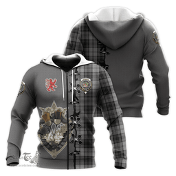Scottish Douglas Grey Clan Tartan Hoodie - Lion Rampant And Celtic Thistle Style Scottish Plaid Tartan Plaid
