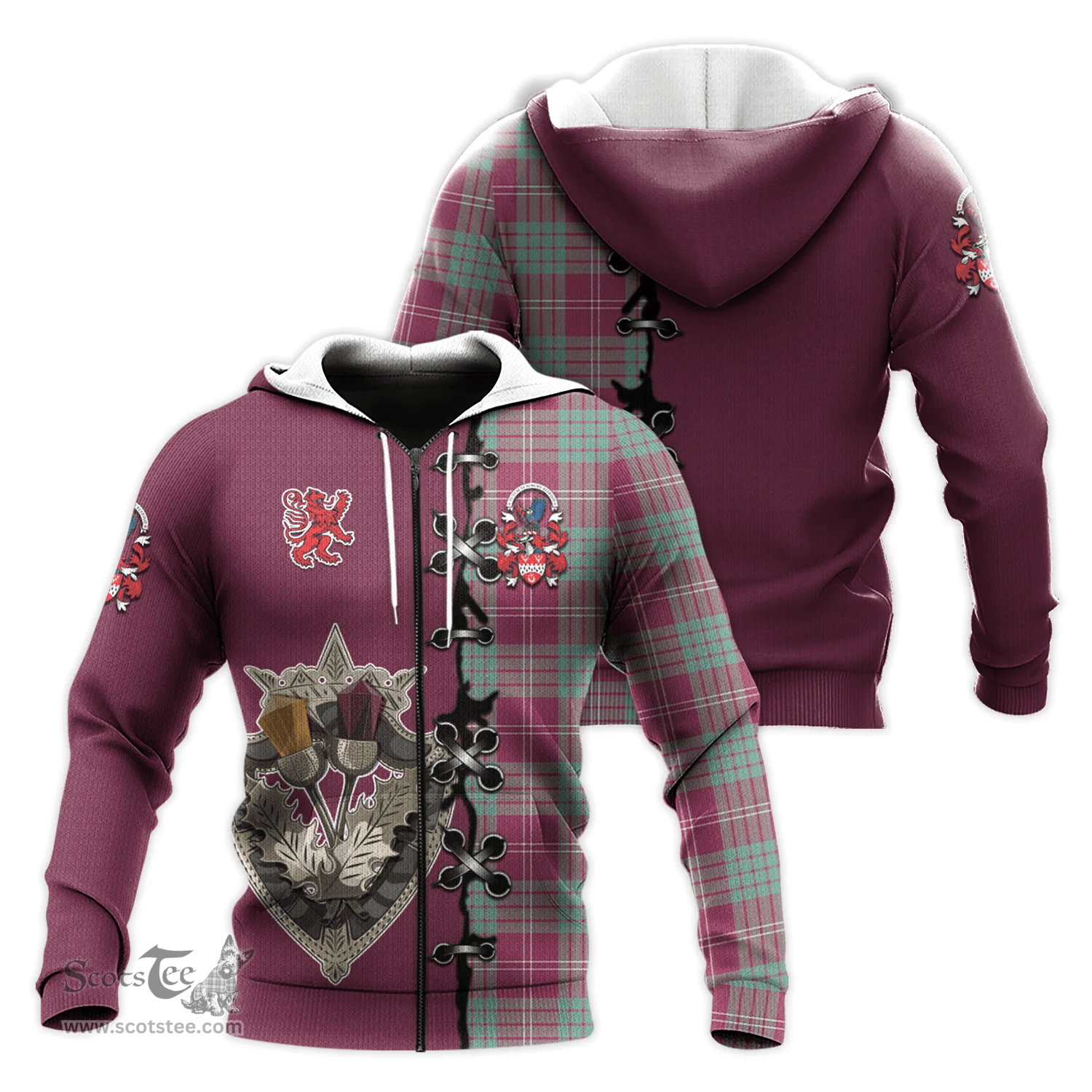 Scottish Crawford Ancient of NewZealand Clan Tartan Hoodie - Lion Rampant And Celtic Thistle Style Scottish Plaid Tartan Plaid