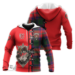 Scottish Charteris Clan Tartan Hoodie - Lion Rampant And Celtic Thistle Style Scottish Plaid Tartan Plaid