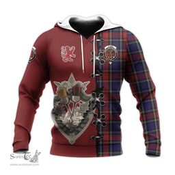 Scottish Clark Red Clan Tartan Hoodie - Lion Rampant And Celtic Thistle Style Scottish Plaid Tartan Plaid
