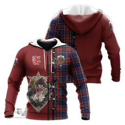 Scottish Clark Red Clan Tartan Hoodie - Lion Rampant And Celtic Thistle Style Scottish Plaid Tartan Plaid