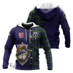 Scottish Gunn Clan Tartan Hoodie - Lion Rampant And Celtic Thistle Style Scottish Plaid Tartan Plaid