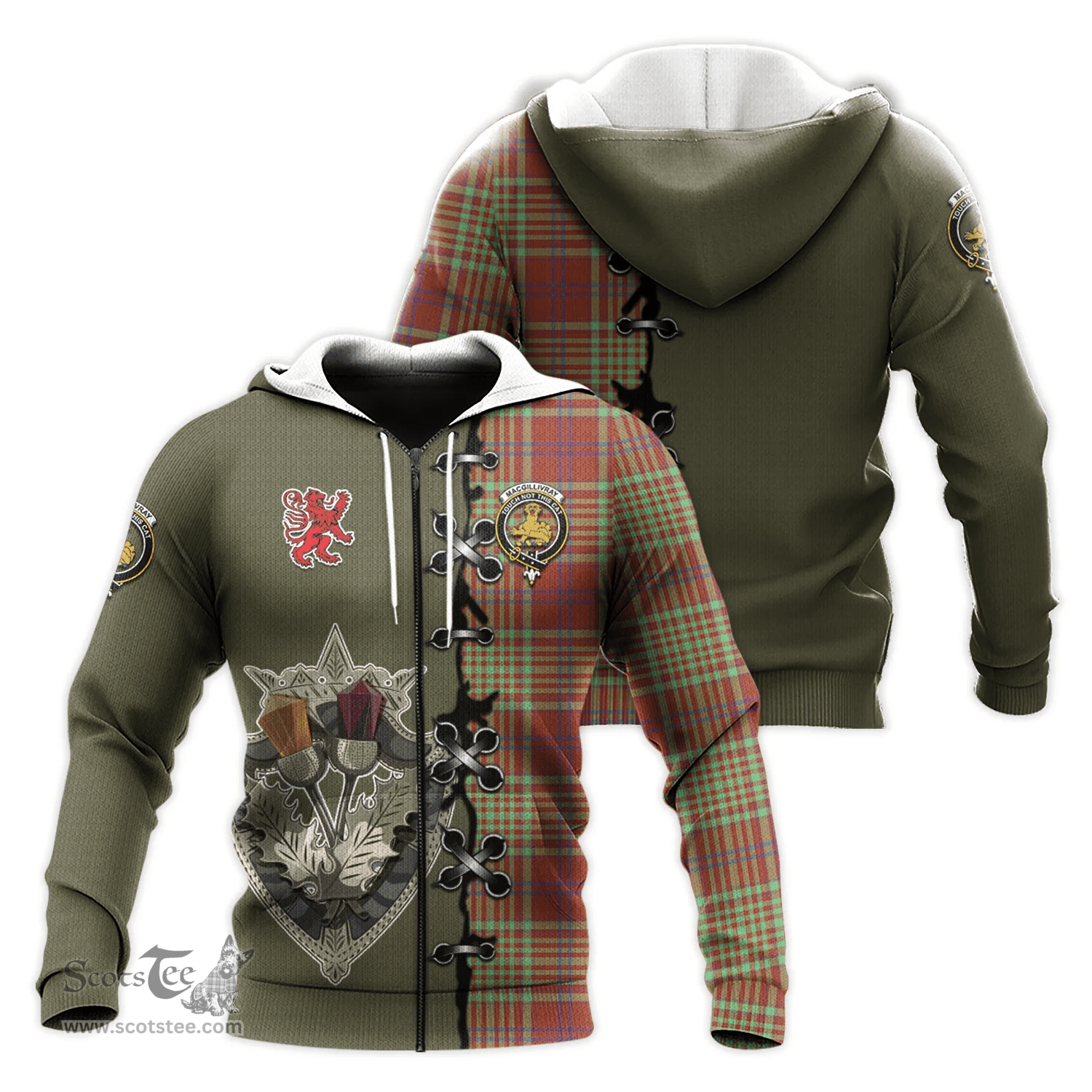 Scottish MacGillivray Hunting Ancient Clan Tartan Hoodie - Lion Rampant And Celtic Thistle Style Scottish Plaid Tartan Plaid